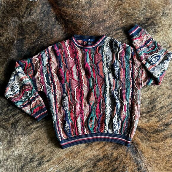 VTG 90’s Coogi Inspired Knit Crewneck Sweater - Picture 2 of 6
